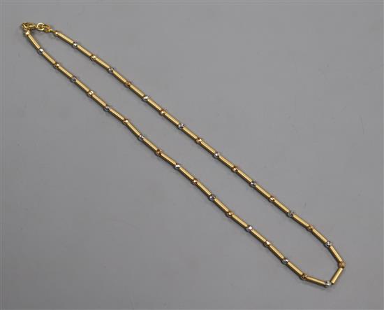 An Italian 18ct three-colour gold choker necklace, 11.8 grams.